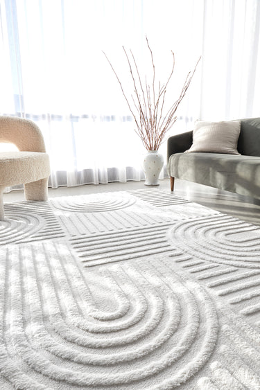Mari Dior White Arch Pattern Rectangle Rug